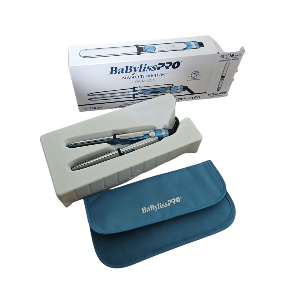 BaBylissPRO Nano Titanium Prima2000 3/4" Travel Size Stainless Steel Mini Iron